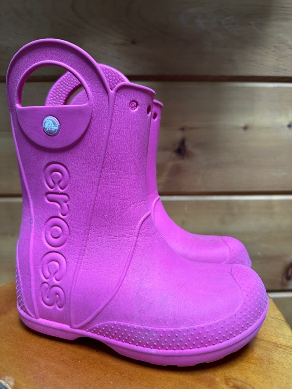 Crocs Pull on Rain boot rubber wellie Pink 13 Child